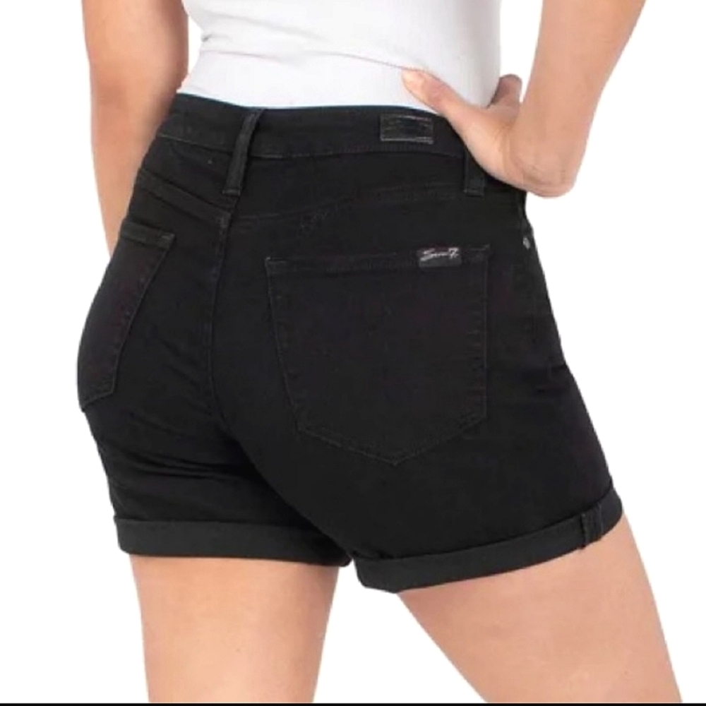 Women's Seven7 Jeans The Weekend mid rise black denim shorts NWT SZ 4